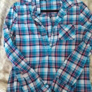 Prana Women's Size S Plaid Long Sleeve Button Up Shirt
